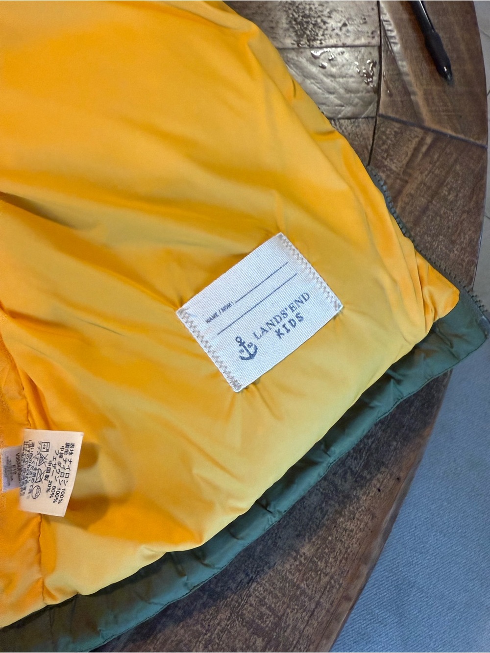 Lands' End kids green hooded puffer jacket , sz XL 18/20 - Picture 6 of 7